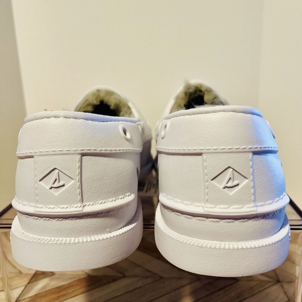 Sperry Top Sider A/O Float Cozy Casual Boat Shoes Women's 7 White Faux Fur Lined - Picture 5 of 8